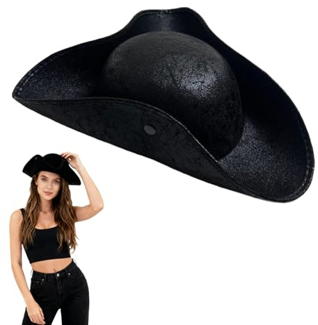 Snhauxinfa Piratenhut,Piraten Hut,Mittelalter Pirate Herren,Kostüm Damen Costume,Piratenkostüm Zubehör Accessoires,Hat Kopfbedeckung Männer für Coplay Piraten-Zubehör,Schwarz