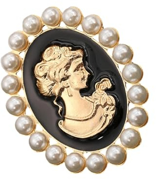Zarte Kamee-Brosche mit Strasssteinen, Antik-Anstecknadel für Schal, Geldbörse, Hut, Verzierung, Modeschmuck, elegantes Accessoire, viktorianische Kamee-Brosche für Jacken, Schals, Large, Wie