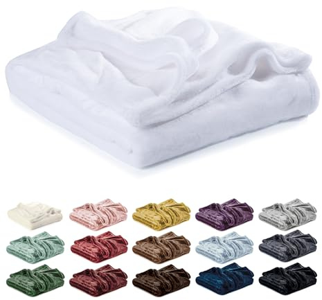 Lavea® Kuscheldecke 130x150 cm - Weiß | Mikrofaser – Flauschige Fleecedecke für Sofa und Bett, weiche Decke, pflegeleicht, Sofadecke, Tagesdecke oder Wolldecke