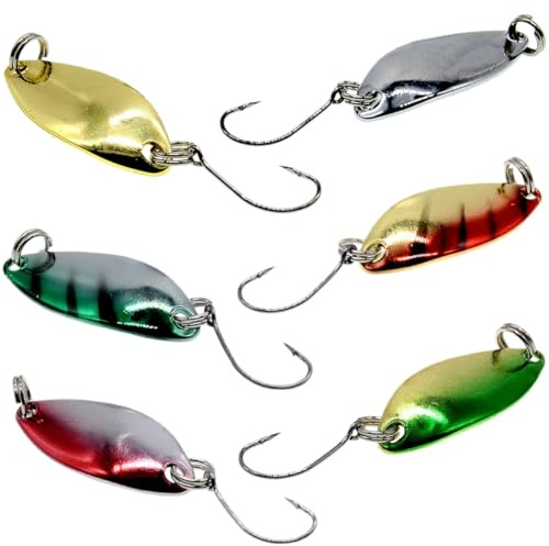 Leurre à truite, Spoon avec crochet simple, cuillère de pêche en métal, leurres de pêche, kit de leurres artificiels pour brochet, truite, perche 3 g/3 cm