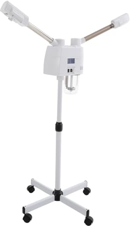 LENJKYYO 2-in-1 Gesichtsdampfer Vapozon Ozon Bedampfer 800W Heiß/Kalt Gesichtssauna mit Doppelrohr & Drehdüse, Dampfgerät für Tiefenreinigung und Porenpflege (Doppelt)