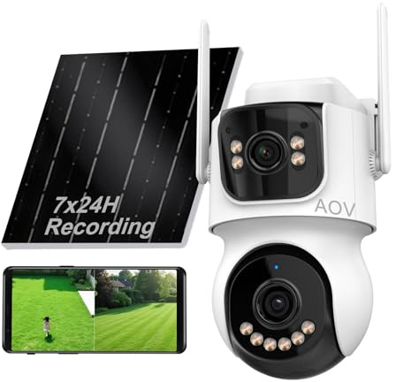 STONVUE AOV 8MP Dual-Lens Solar Security Camera Wireless Outdoor 2.4GHz | 24/7 Recording, 360° PTZ，Human Detection &Auto Tracking, 9W Solar Panel & 10000mAh Battery, WiFi 6, 2-Way Audio, Night Vision