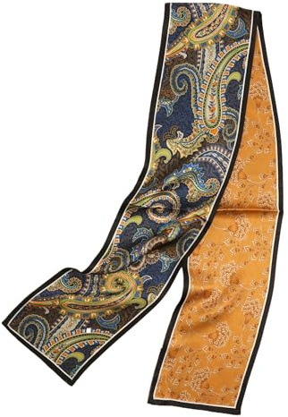 Prettystern Herren Damen elegant 2-lagig schmal langer Krawatten-Schal SeidenSchal Halstuch für Fühling und Sommer