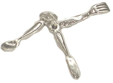 Couteau fourchette cuillère breloque en argent sterling .925 couverts mangeant des breloques