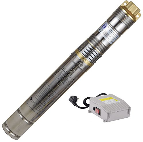 Agora-Tec® 3 Zoll Tiefbrunnenpumpe 370W-screw 15m Kabel | Schraubenpumpe sandresistent | 1800l/h Fördermenge | 75m Förderhöhe | 7,5 bar | Ø 76mm | 1 IG |