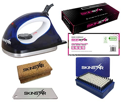 SkinStar Starter Ski Wachs Set, Wachsbügeleisen Bürste Wachs 5-teilig