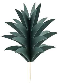 Cake Topper Ananas Blätter 16,5cm 6er Set - Muffin Cupcake Deko für Aloha Hawaii Party Geburtstag - Torten Tortenstecker als Geburtstagsdeko Partydeko - Tortendeko & Kuchendeko - Dunkelgrün
