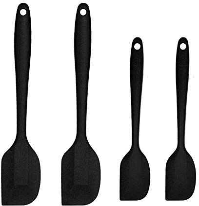 Silikondegskrapa set 4-pack, bakborste silikon av högsta kvalitet med stabil stålkärna och flexibel huvudspatel för köket
