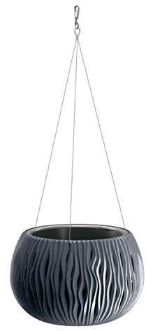 Prosperplast Sandy Bowl DSK290 Blumenampel Blumentopf Hängetopf inkl. Pflanztopf Ø 290mm 3,9L (Anthrazit)