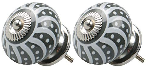 sourcing map 2pcs Ceramic Knobs Vintage Knob Drawers Round Pull Handle Furniture Cupboard Wardrobe Dresser Door Decorative, Gray