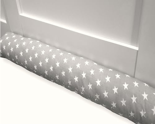 Bebeloo Zugluftstopper Durchzugstopper Windstopper für Türen und Fenster Luftzugstopper für Tür Türschlange Türrolle Baumwollstoff (Sternchen Grau, 90 cm)