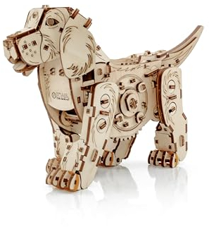 EWA Eco-Wood-Art PUPPY EWA EcoWoodArt 3D Holzpuzzle für Jugendliche und Erwachsene-Mechanisches Welpenmodell für Haustiere-DIY-Kit, Selbstmontage, kein Kleber erforderlich, Natur