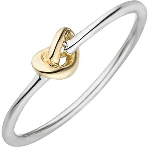 Jobo Damen-Ring Knoten aus 925 Sterling Silber Bicolor vergoldet