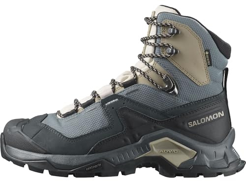 Salomon Women’s Quest Element Gore-Tex, Waterproof Neutral Leather Hiking Boots - Ebony/Rainy Day/Stormy Weather - 9.5