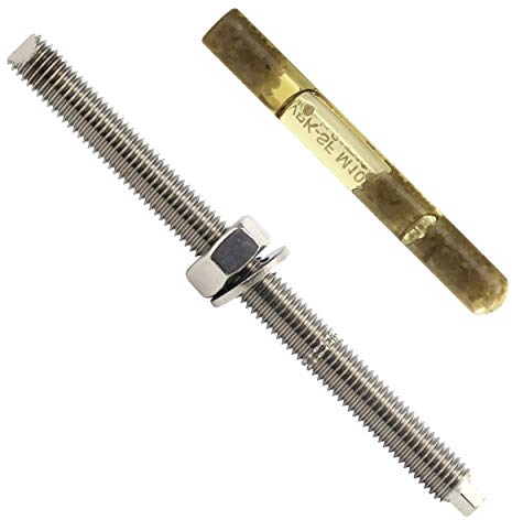 OPIOL QUALITY® Ankerstangen M10x130 mit Mörtelpatronen M10 (2 Stück) ETA Zulassung aus Edelstahl A4 V4A Set Schwerlastdübel Reaktionspatronen Verbundanker-System