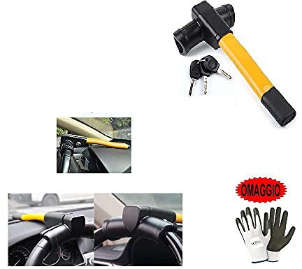 COMPATIBILE CON AIXAM ANTIFURTO BLOCCA VOLANTE BLOCCASTERZO PER AUTO MECCANICO UNIVERSALE CON SERRATURA CON CHIAVI MONTAGGIO SUL MANUBRIO AUTO