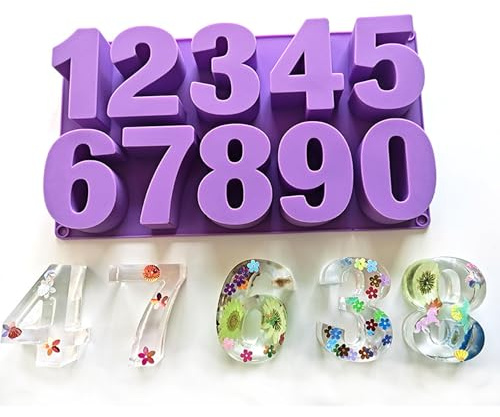 Xidmold Silikon 3D Zahlenform Kuchen Form, Zahlen Silikonform Kuchenform Eiswürfelform, Nummer Fondant Backform Schokoladenform Gießform für Tortendeko, Topping, Jahrestag, Kindergeburtstag