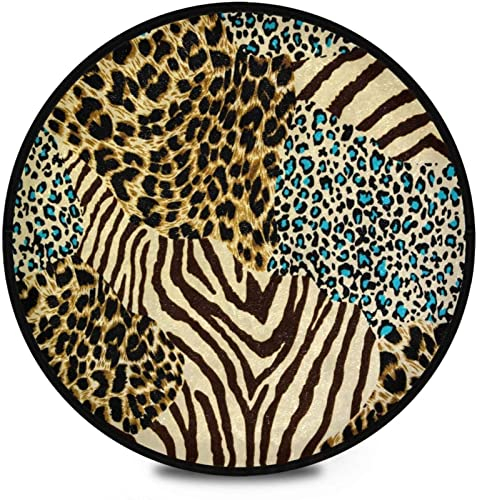 makeups1 Modern Kurzflor Teppich Designer Tier-Zebra-Tiger-Leopard-Druck für Wohnzimmer, Schlafzimmer, Kinderzimmer und Arbeitszimmer ø 150 cm