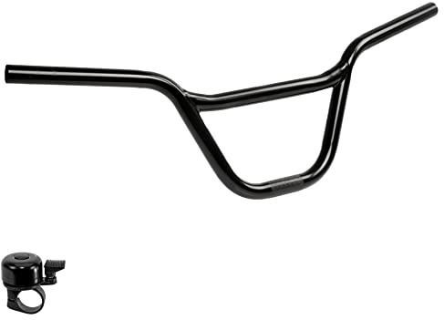 BMX Fahrradlenker Bügelbreite 650 mm Stahl Fahrrad Lenker Schwarz Klemmung 22,2 mm inkl. Fahrradglocke