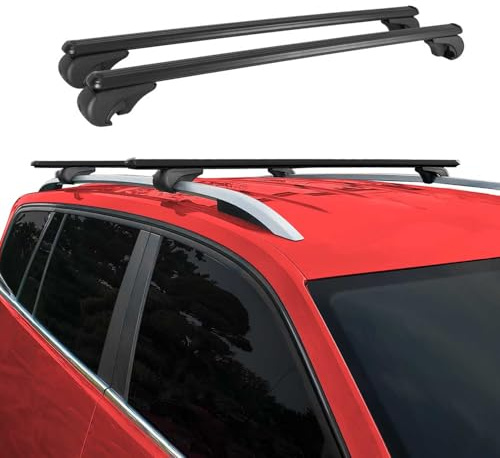 OMAC Aluminium Dachträger Querträger für Universal – TÜV/DIN 75302:2019 – Abschließbar – Max. 75 kg – 2 Stangen Schwarz