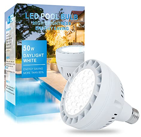 LED Pool Light for Inground Pool, 12V 50W 5000LM Daylight White Swimming Pool LED Light Bulb Replacement for 300~800W Traditional Bulb, Fit in for Pentair and Hayward Pool Light Fixtures