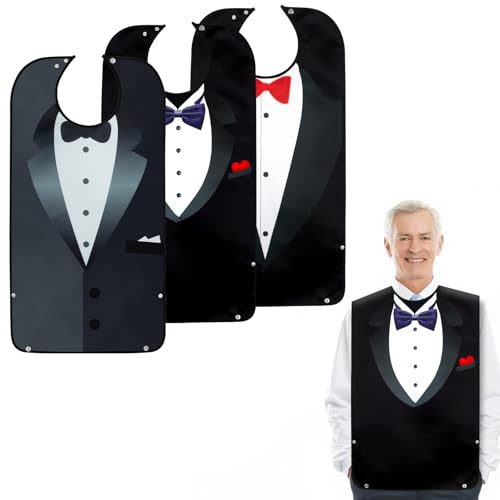TaoTazon Adult Bibs - Washable, Reusable Clothing Protectors with Crumb Catcher for Men & Elderly