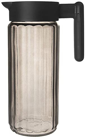 orion group Wasserkanne 1,5L Wasserkaraffe Glaskaraffe Glaskanne mit Deckel | und Griff Karaffen Griff Wasserkrug Kanne tee glas Embo