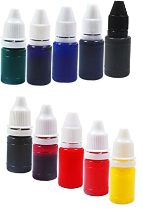 Harilla 10 Stück 7 ml Premium-Stempel-Nachfülltinten, Farbtinte, Stempelöl Rot, Orange, Grün, Blau, Pink, Gelb, Lila, Schwarz für Bürobedarf
