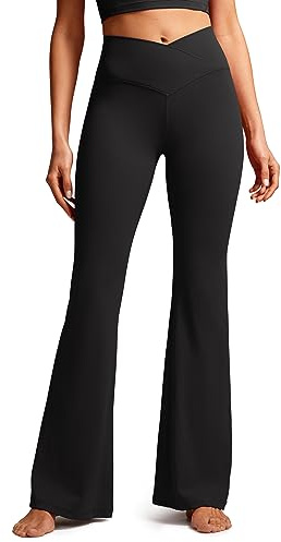 CRZ YOGA Donne Butterluxe V-Cross Vita Alta Gamba Larga Yoga Crossover Flare Leggings - 78cm Nero 42