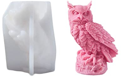 Xidmold Groß Eule Silikonform Kerzenform Seifenform 3D Eule Kuchen Fondant Silikon Formen für Tortendeko, Schokolade, Seife, Sojawachs Kerzen, Gips, Handwerk (1#)