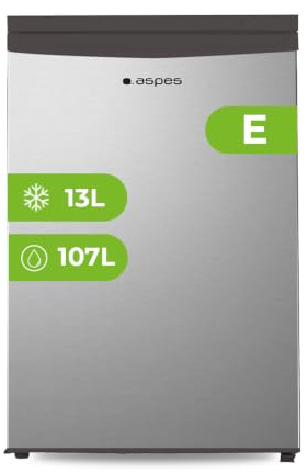 Aspes Frigorífico Refrigerador Inox AR855500ECX. Capacidad 120 Litros, Puerta Reversible, Bajo Nivel Sonoro, Eficiencia Energética Clase E