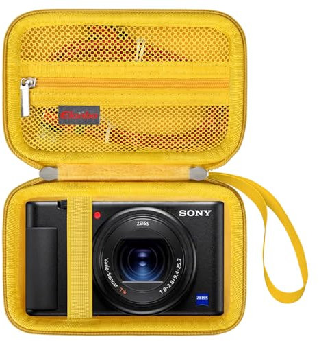 Elonbo Maleta de cámara Digital Sony ZV-1 / ZV-1F / ZV-1 II, Cámara de Video en Streaming 4k, Estante de Almacenamiento de Bolsa de Tapa de Viaje Duro. Amarillo