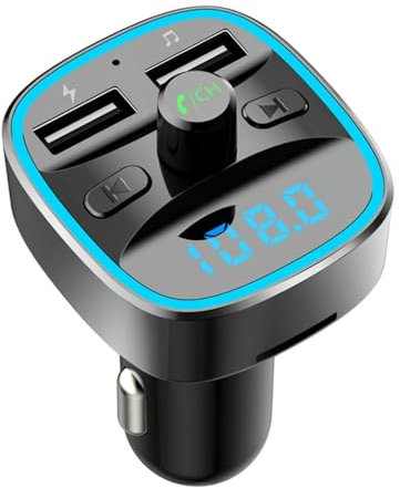 Bluetooth Wireless Dual USB Ports FM Transmitter Adaptor for Cars,MP3 Player, Hands-Free Calling,Wireless Radio Receiverual USB Ports (5V/2.4A & 1A), LED Screen, Support TF Card & USB Flash Drive