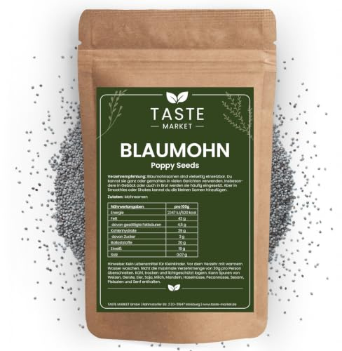 500 g Blaumohn | ganze Mohnsamen | Ideal zum Backen | 100% naturbelassen | Taste Market