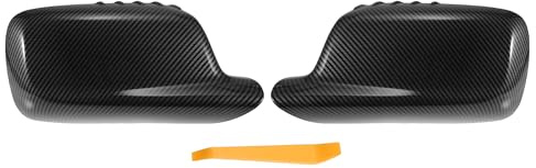 QUARKZMAN Paar Auto Rückspiegelabdeckung Für BMW 3er E46 00-06 1Pc | Schwarz Carbon Fiber, ABS, 25.5x12.5 Cm, Für BMW 7er E65 E66 2002-2008, OE 51167074235/51167074236