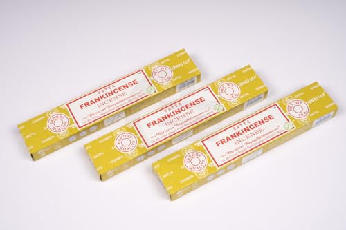 Original Satya Frankincense Incense Sticks Gift Pack of 3X 15G for Aromatherapy, Spa, Yoga, Weddings, Meditation, Healing, Positivity and Relaxation by Greensense