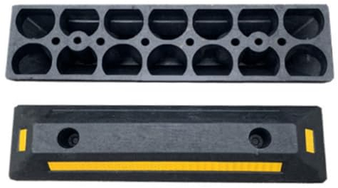Robuster Fahrzeug-Bodenstopper aus Gummi, Radstopper mit gelben reflektierenden Streifen for Auto, LKW, Wohnmobil, Anhänger und Garage, Auto-Garagenstopper (Size : 56x15x10cm)