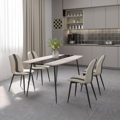 Mondeer Esstisch mit 4 Stühlen Set, Essgruppe mit 4 Stuhl für Küche Esszimmer Wohnzimmer, 150 x 85 x 76,5 cm, Eiche