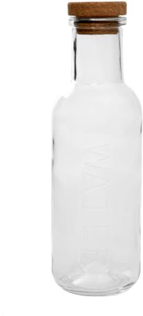 HOMLA NATIA - Caraffa in vetro, 1 litro, trasparente, chiusura in sughero, decorativa, moderna
