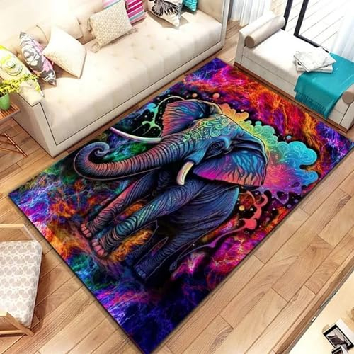 Stoßzähne Afrikanischer Elefanten Teppich Kinderteppich Wohnzimmerteppich Schlafzimmerteppich 3D-Gedruckter Superweicher Flanelltep 100 X 200 Cm - Leicht Zu Reinigendes, Weiches Polyester Mit -6Z3E7M9