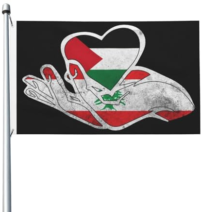 Liban Palestine Drapeau Libanais Palestinien Unityheartbeat Toutes Saisons Drapeau de Jardin Bannière de Jardin pour Jardin Décoration Extérieure Drapeaux Imprimés Double Face