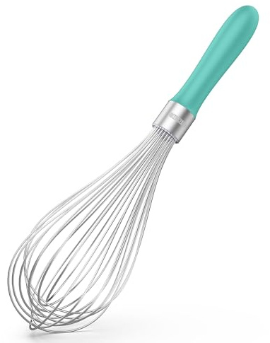 U-Taste großer Küchen Schneebesen, 30 cm, Edelstahl 18/10, Aqua Sky | Ballonschneebesen 12 hochflexiblen Drähten und Silikongriff zum Schlagen Vermengen und Verrühren von Teig und Soßen