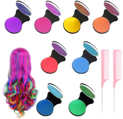 10 Stück Haarkreide für Mädchen Anzug, Mit Stylingkamm Haarkreide 8 Farben Verfügbar Haarkreide für Dunkle Haare Haarfarbe Auswaschbar und Temporäre Haarfarbe für Geburtstagsparty Weihnachten