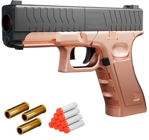 Spielzeug Pistole, 1-SchlüSselfaltung Soft Bullet Toy Schalenwurffunktion Schaumstoff Pistole Manuelles Laden Leicht Zu Tragen, über 14 Jahre alt BevöLkerung, gold