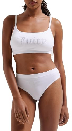 Juicy couture dam juicy diamant bralette & high ben brev underkläder set, vit, standard (42-pack), Vit, one size