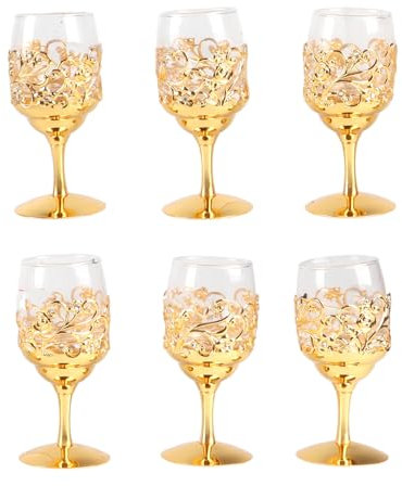 NOENNULL Juego de 6 vasos de copa vintage, copas de vino, vasos de vidrio con patrón en relieve, vasos transparentes para beber, copas de bebida, vasos de bar para té helado, vino, cerveza, jugo,