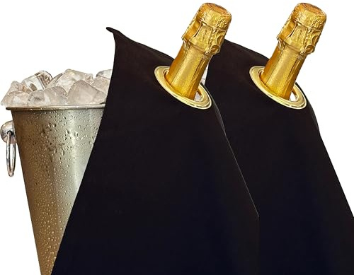 Classic BottleCloths, 42 cm, Baumwolle, Ecken-Metallring (Schwarz mit Goldring, 2er-Pack) | Luxuriöser Stoff · Saugfähig · 100 % recycelbar · Rostfreier Messingring · Handgefertigt