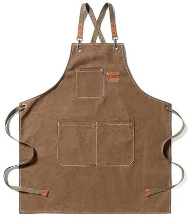 KJUUQBZL Leinwand Küchenchef Multi Taschen Arbeitsschürzen for Frauen Männer Bar Restaurant BBQ Café Milch Tee Shop Garten Studios Uniform(A Brown)
