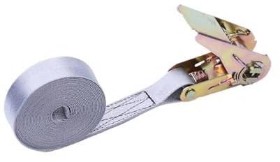 Sangles de ceinture à cliquet 8 m x 25 mm avec boucle en métal pour voiture, moto, vélo, bagages, sac cargo (gris)