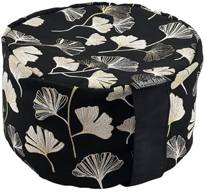 MediKiss Bodensitzkissen - Yogakissen & Meditationskissen für Kinder & Erwachsene - Bio-Baumwolle oder Polyester, EPP-Granulat Füllung, Waschbar & formstabil mit Tragegriff - Gingko
